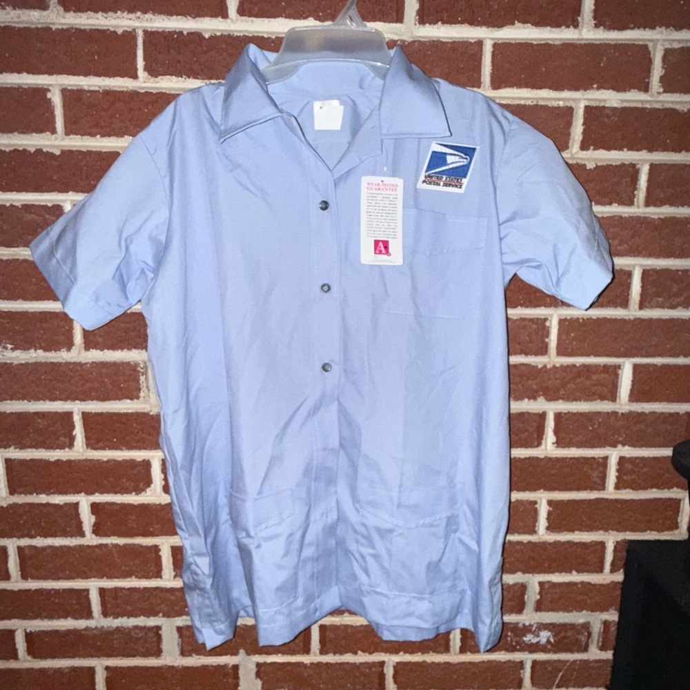 A+ Blue Button-Down Postal Uniform Short Sleeve Women